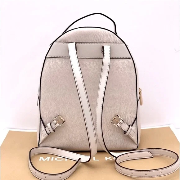 Michael Kors Valerie Medium Light Cream Pebbled Leather Backpack - Picture 4 of 12